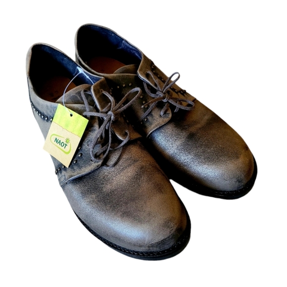 Naot Women's Menswear Gray Lace Up Oxfords Grey Leather New in Box Size 40 - Picture 5 of 7